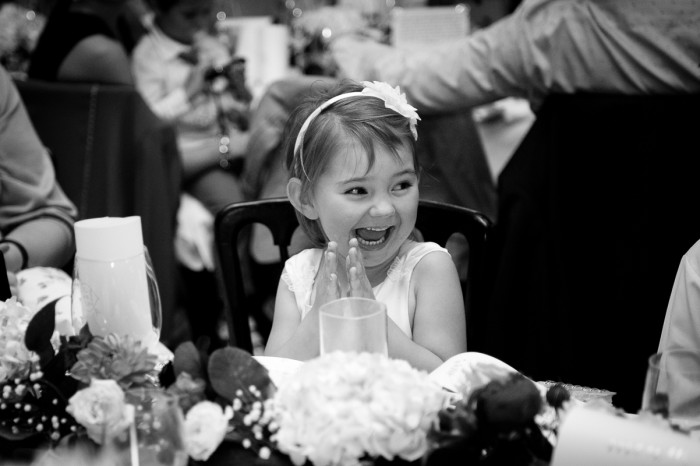 Little girl during wedding speeches at Leeds Castle