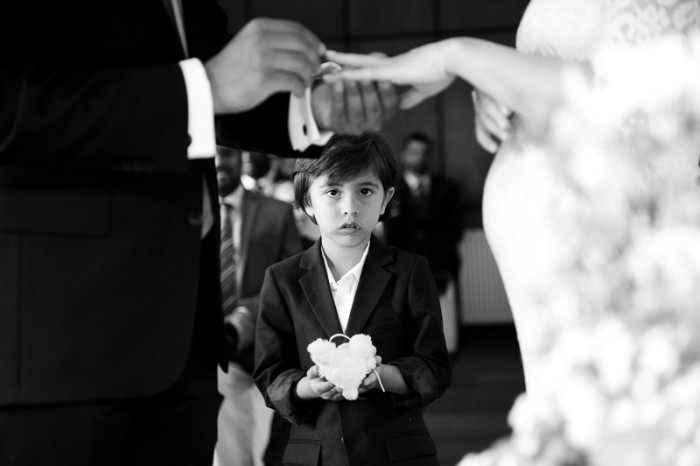 Ringbearer during wedding ceremony