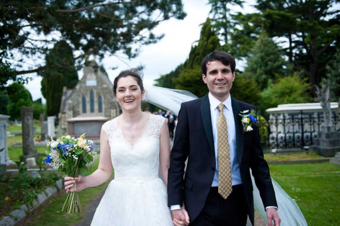 Bride and groom at Greek Orthodox wedding in Surrey
