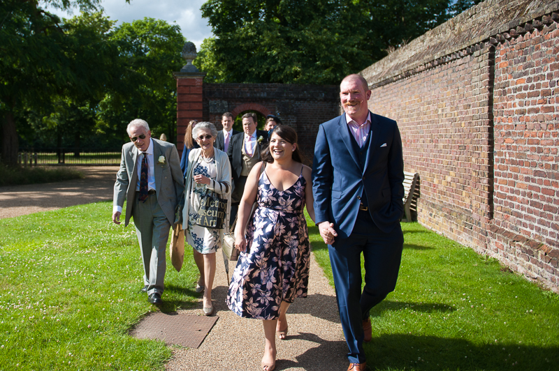 Guests arrive at Ham House for wedding reception