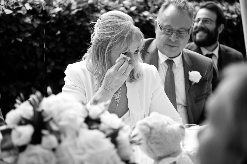Bride crying during speeches