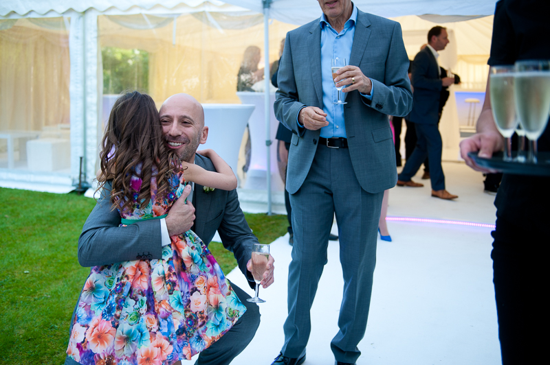 Groom greets niece at Jewish wedding