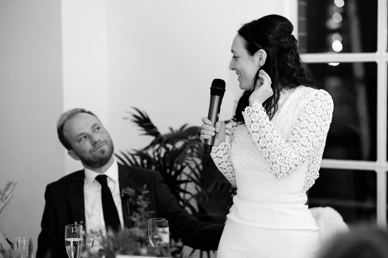 Bride makes speech at West Reservoir Centre wedding