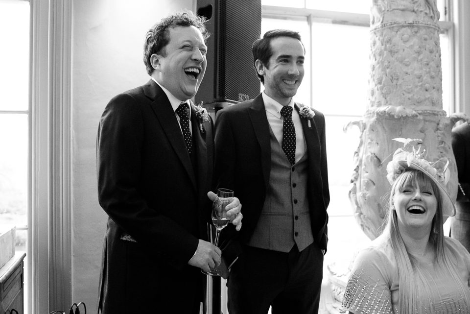 Groom and best man react to speeches