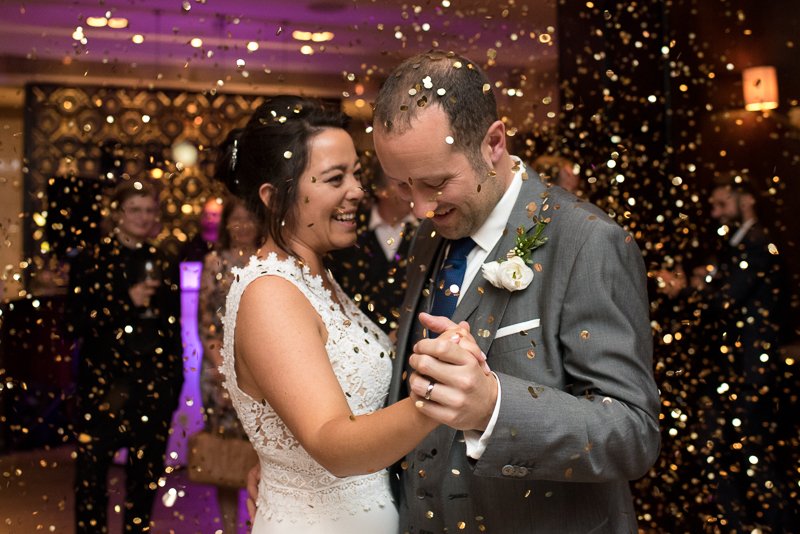 First dance with confetti bomb at Devonshire Terrace wedding