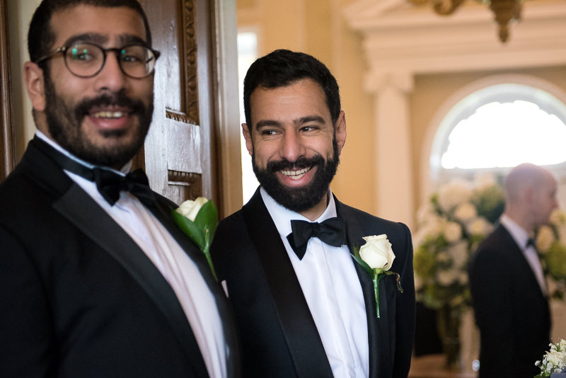 Groom and best man before wedding ceremony at Boreham House