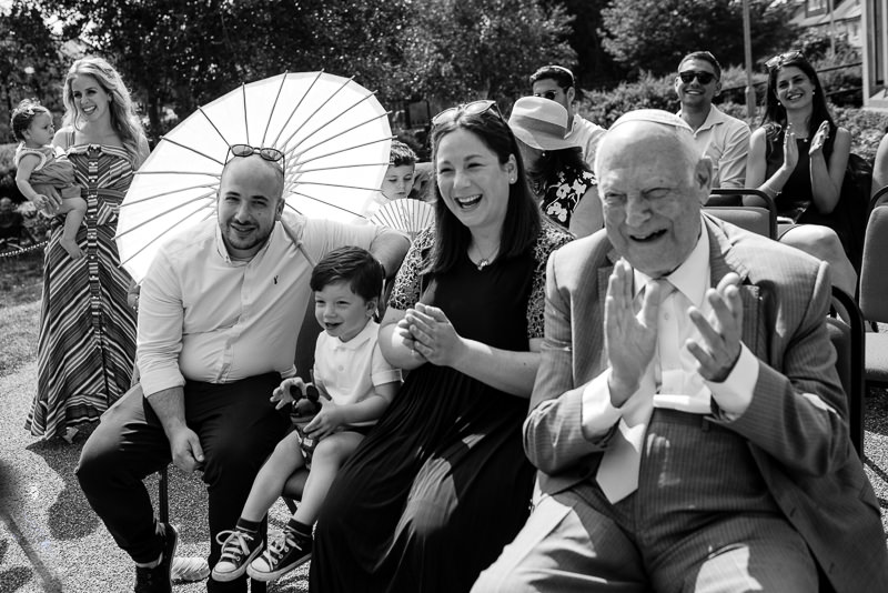 Guests applaude during wedding at Stephens House and Garden in Finchley