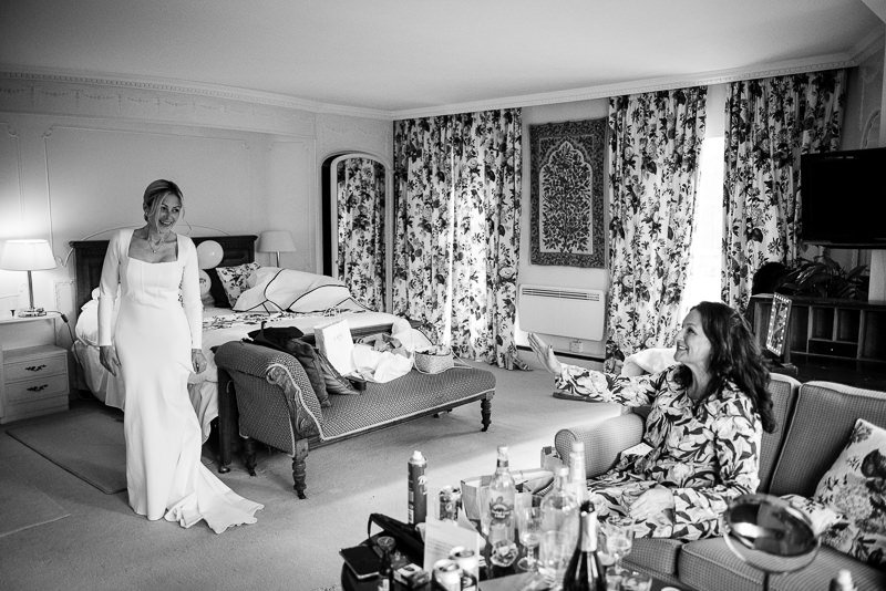 Bride gets ready in bridal suite at Rectory Farm