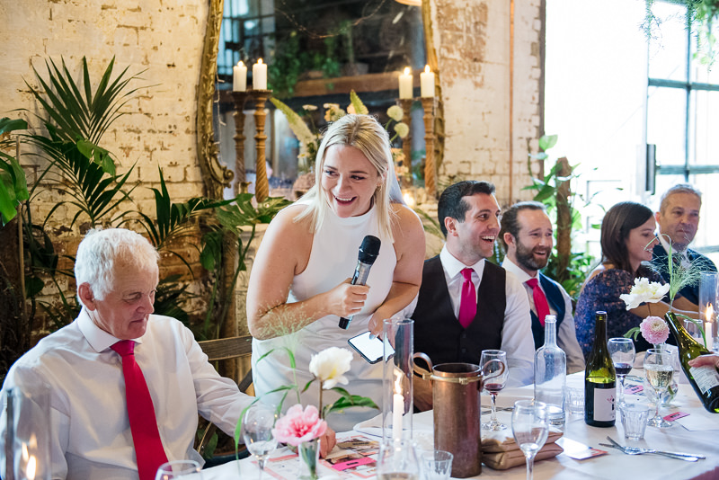 Bride gives speech at Clapton Country Club wedding
